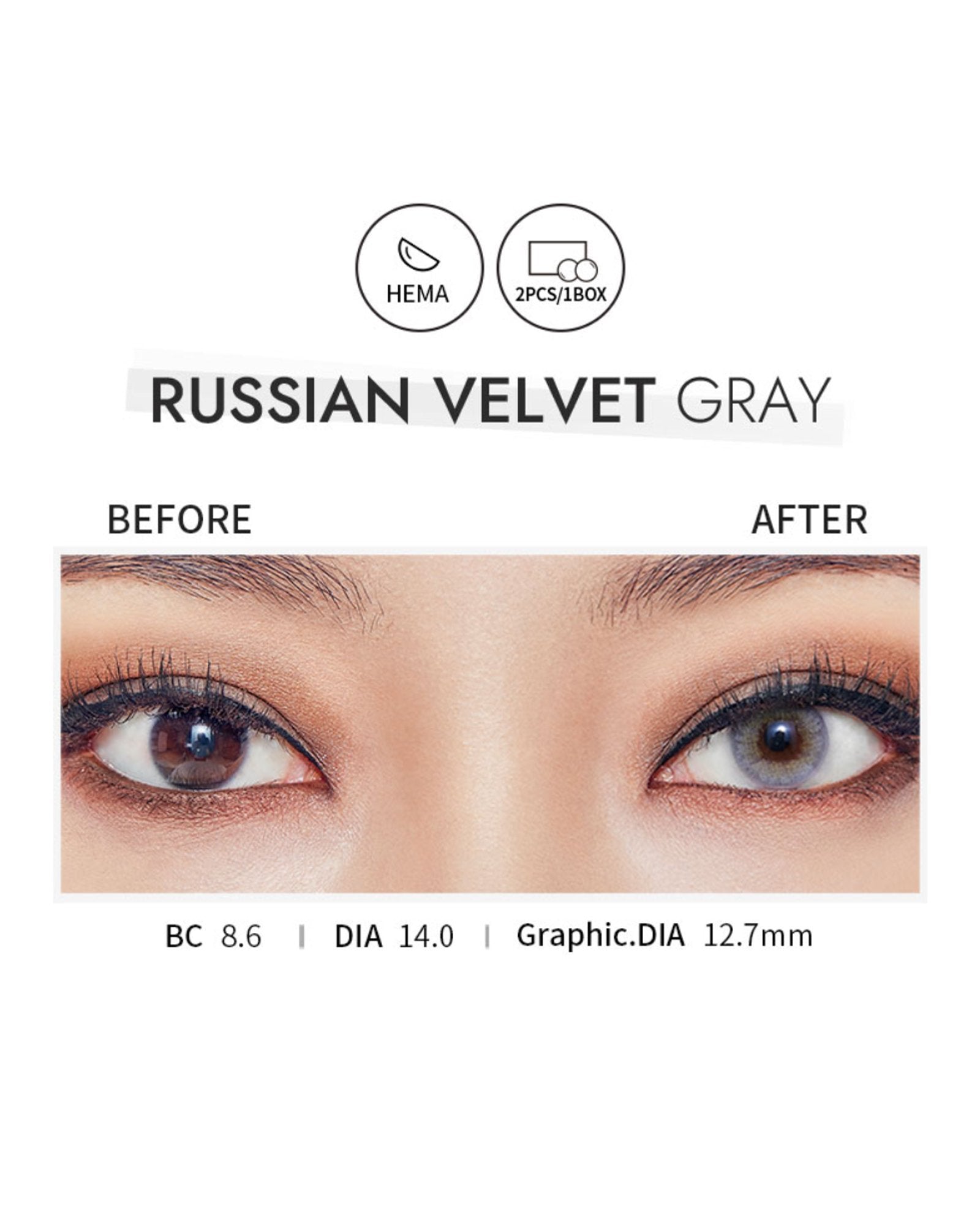 OLENS Russian Velvet Gray (1 Month, 2 lens/box) - OLENS - lenscottage